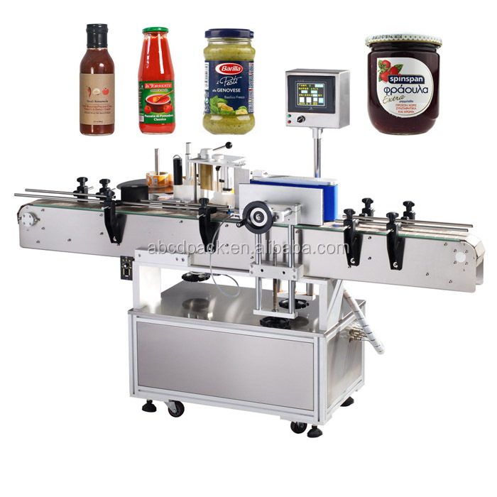 Automatic Canned Seafood Round Bottle Label Applicator Machine Labeling Machine